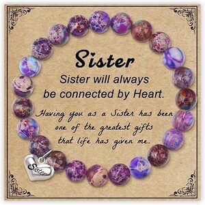 Sister Bracelets For Women As Sisters Birthday Gifts, Adjustable Beaded Heart